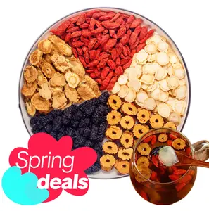 Kidney Tea Formula Ginseng Five Treasure Tea - Herbal Scented Drink with Ginseng, Mulberry Leaf, High Quality Goji Berry Fruit Beverage natural blend