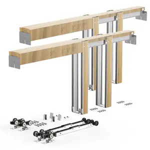 fathersdaygift VEVOR Pocket Door Frame Kit, for 48-72 in Wide 80 in High Door, Pocket Door Kit with Two-Way Soft Close Mechanism, Slide Smoothly Quietly, Easy to Install, Wood and Galvanized Steel, for Living Room