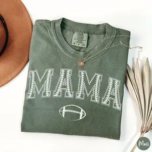 Football Mom Shirt, Custom Football Mama T-Shirt, Womens Football TShirt, Game Day Mama Football Season Shirts, Sports Gift for New Mom