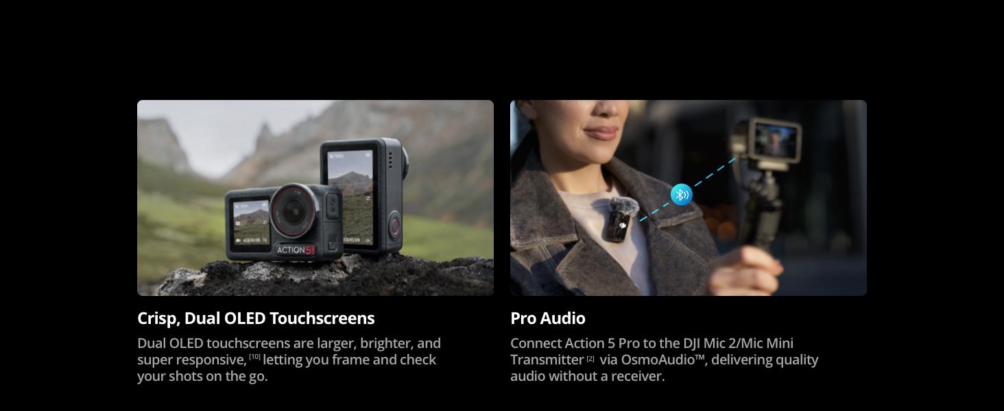 DJI Osmo Action 5 Pro Standard Combo, Waterproof Action Camera with 1/1.3" Sensor, 4K/120fps Video, Subject Tracking, Stabilization, Dual OLED Touchscreens, Ideal for Sports, Vlog