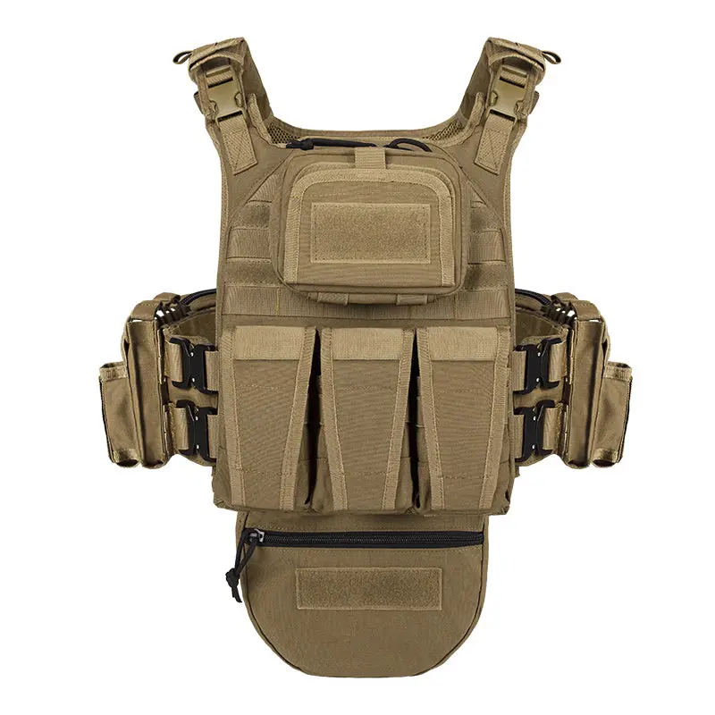 VT-8334 Tactical Vest Complete Set with MOLLE System in Tan Color Plain Design for Reliable Tactical Solutions