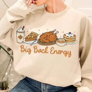Big Back Energy Thanksgiving Sweatshirt, Funny Fall Coquette Crewneck, Preppy Autumn Pumpkin Pie Sweatshirt, Trendy Thanksgiving Outfit, Fall Gift for Her