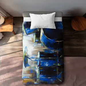 360 stand Twin Extra Long Duvet Cover - C1DCTXLW2DFWFF, Modern Art Abstract Musical Motif Design, Artistic Drum Printed Face, Machine Washable Bedroom Bedding Textile Accent, Blue Duvet Covers, Comfortable Duvet Covers