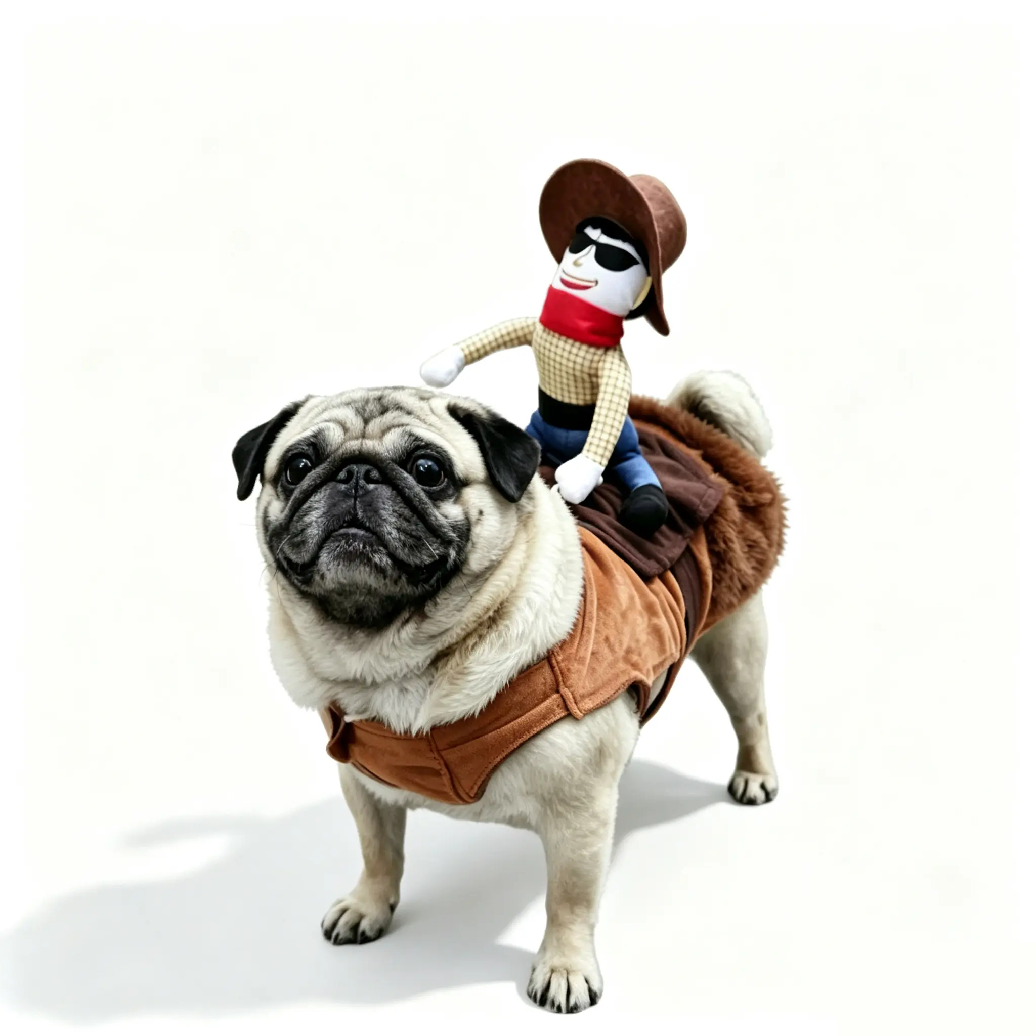 Western Cowboy Theme Dog Costume Kit - S-XL Velcro Adjustable Fit, Straw Hat + Sunglasses + Plush Toy, All-Season Polyester, Universal for Party & Photo Props