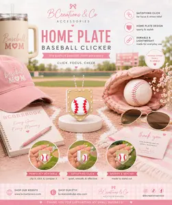 Baseball Home Plate Clicker | Baseball Mom Gift | Fidget Clicker Keychain | Baseball Coach Gift | Tournament Accessory