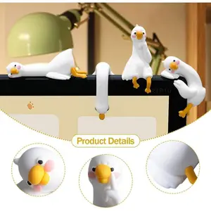 4Pcs Lazy Duck Computer Desk & Car Accessories Decoration,Desk Ornaments Work Partner Perfect Desktop Decorations for Computer Screens, Office, and Home Decor,Cute Design Car Interior Decorative Accessories,Suitable for Home, Car, Monitor, Desk