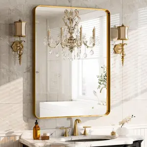 24x36 wall mirror for bathroom gold aluminum alloy frame rectangular wall mounted mirror for farmhouse decor horizontal or vertical ideal for bedroom living room