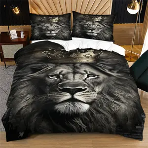 Lion King Pattern Bedding Set, Soft Comfortable Printed Bed Sheets, Perfect for Adult Bedroom Decor, Includes 1 Fitted Sheet and 1 or 2 Pillowcases