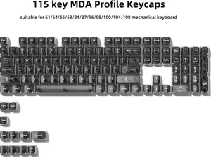 Womier Cute Jelly Keycaps ,MDA Profile Transparent Clear Custom Key Cap Set for All US Layout Mechanical Keyboard