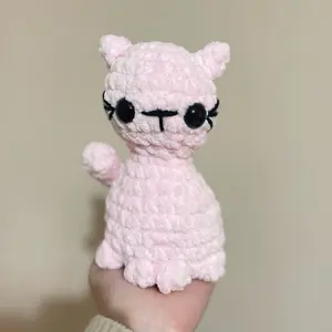 Crochet Pink Cat, Handmade Plushie