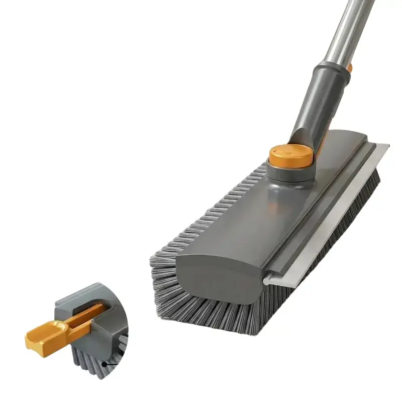 3-in-1 180° Rotating Scrub Brush | Long Handle, Stiff Bristle + Silicone Squeegee, Adjustable Handle, Heavy Duty Cleaner for Bathroom/Deck/Patio, #CleanTok Must-Have