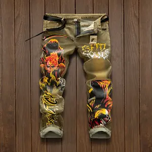 Fashionable Street Versatile Style Printed Men's Jeans Menswear Streetwear baggy pants baggy jeans men