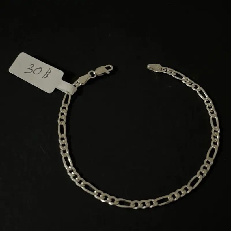 Esclava De Plata 925 Con Diseño Fígaro,Silver Bracelet - 8 Inch