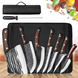 Japanese Damascus Chef Knife Set – High Carbon Steel, Pro-Grade w/ Accessories & Roll Bag for Kitchen/Restaurant