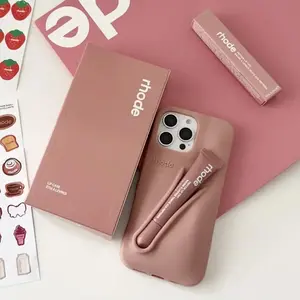 New soft case in summer colors for iPhone 17 16 12 13 14 15 Pro Max Plus, lip gloss design, with lipstick holder, made of silicone.