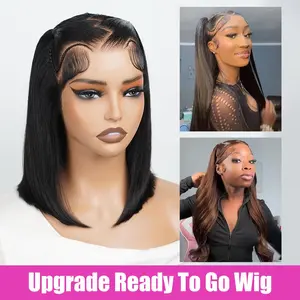 Asteria Hair Pre-Styled Straight 13x4 Glueless Ready to Go Lace Frontal Wig Human Hair Wigs Pre Bleached Beginners Glueless Wig