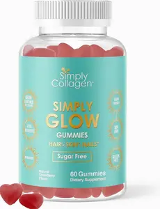 Simply Collagen® Simply Glow Hair, Skin & Nails Gummies – Vegan, Sugar-Free, Gluten-Free – Biotin 5000 mcg – Hair Gummies for Women & Men – 60 Count