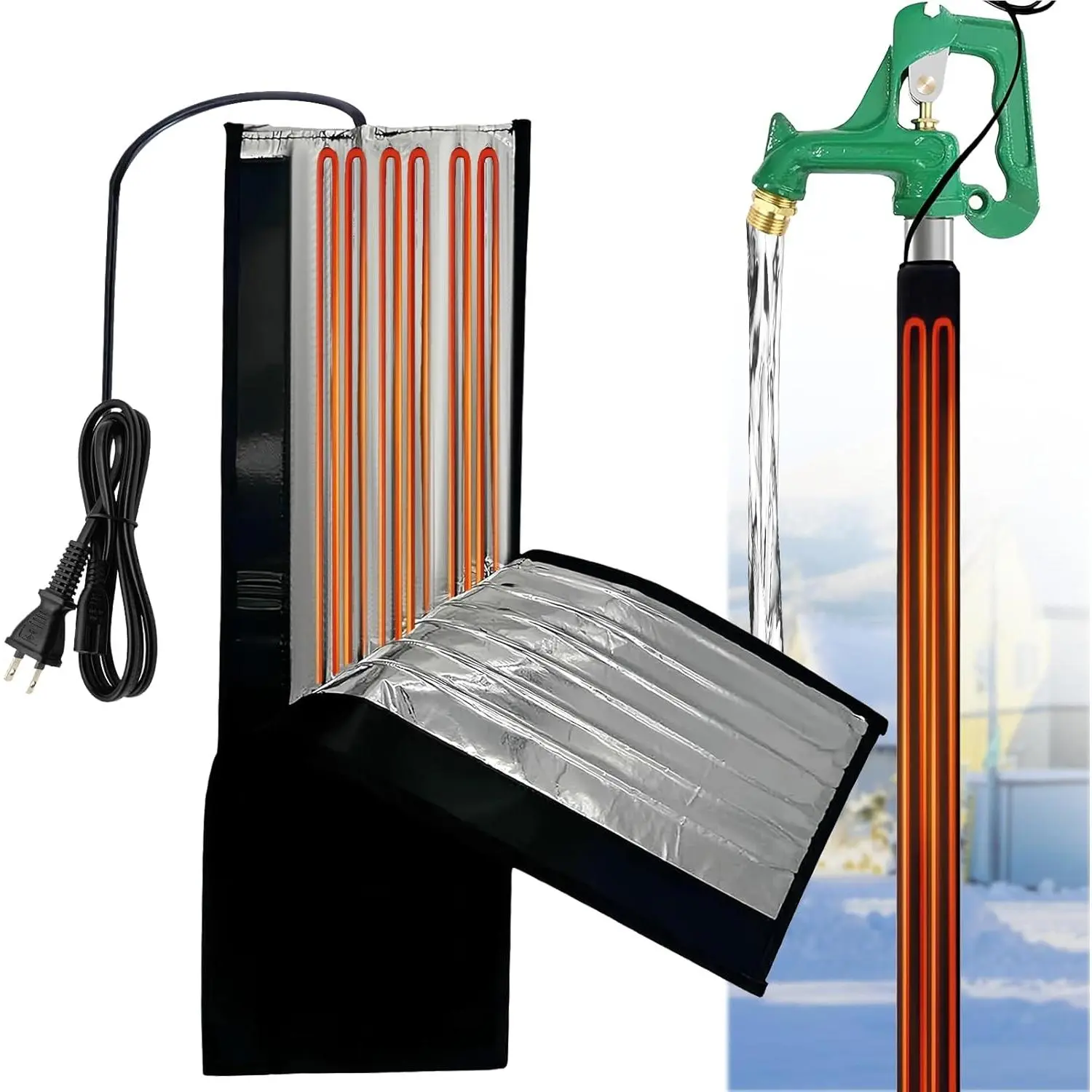 Water Pipe Heat Blanket with 9.8Ft Cord - Faucet Heat Tape, Prevents Pipe Freeze Heating Cable, Pipe Insulation Wrap for Outdoors, Winter, RV Sewer Hose (Max140˚F, 110V, 39" x 6" )