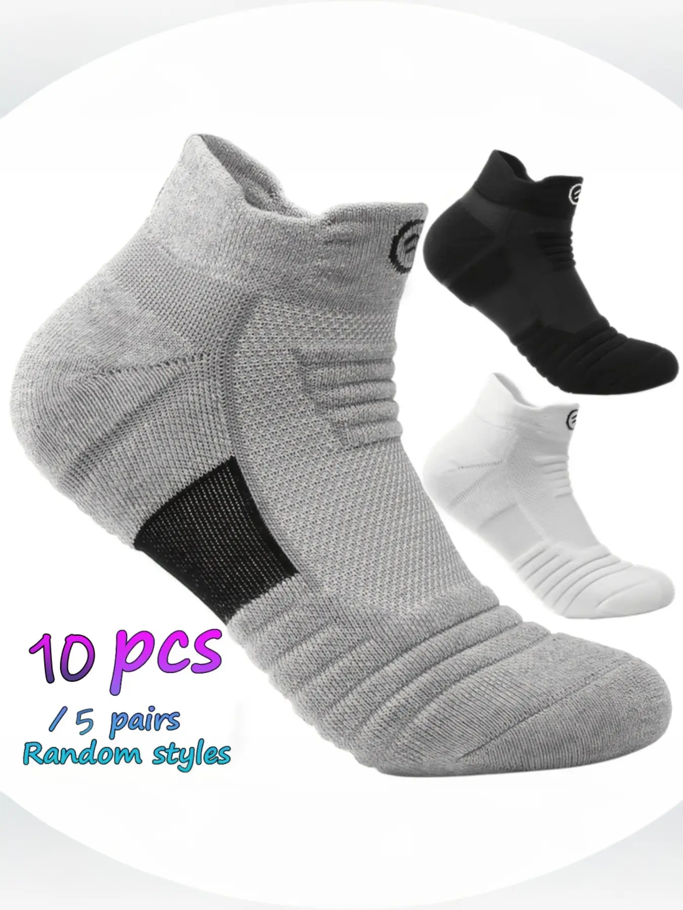 Thick Cushioned Ankle Athletic Socks for Men Women 3/5 Pairs Terry Cloth Arch Support Reinforced Heel Toe Basketball Running Sports Socks