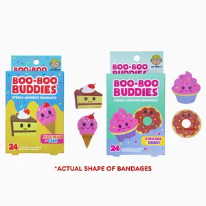 2-Pack Ice Cream & Cake + Cupcake & Donut Bandages – Fun Shaped Adhesive Bandages for Kids | Dr. Todd’s Boo-Boo Buddies® (48 ct)