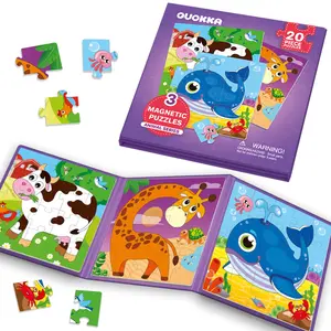 QUOKKA Magnetic Puzzles for Kids Ages 4-6 - 20 Pieces Puzzle - Farm, Ocean & Safari  Animals Toddler Travel Toys