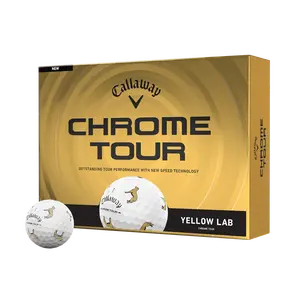 Callaway Golf Chrome Tour Yellow Lab Dog Golf Balls in White