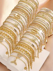 Women's Elegant Chain Anklet Set, Exquisite Trendy Anklet, Fashionable Body Jewelry for Women & Girls for Party & Daily Clothing Decor