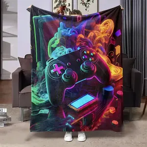 Game Console Pattern Soft Blanket, 1 Count Colorful Casual Soft Warm Nap Throw Blanket, Air-conditioned Room Blanket for Home Office Travel Camping Dormitory