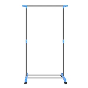 Adjustable Stainless Steel Pocket Chart Stand with 5 Rings and Casters, Expandable to 63 In.