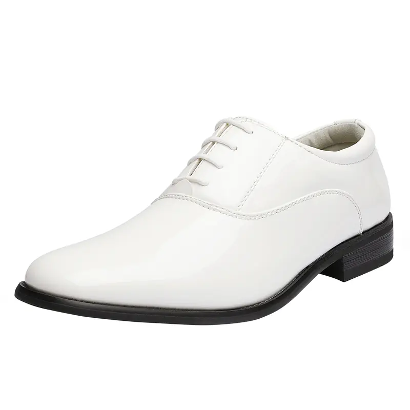 BRUNO MARC Men's Formal Lace-Up Oxford Shoes - Business Footwear, Shiny PU Fabric, Round Toe, 1 in Low Heel, Cushioned Insole, Rubber Sole Grips, Secure Fit, All Seasons Use
