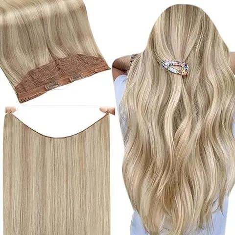 Full Shine Wire Weft Hair Extensions 1pcs 50g-120g Human Hair Invisible Fishing Wire Adjustable Flip In Hair Extensions for Added Length and Volume FallPicks #Sohochic #TikTokShopFallDealsForYou