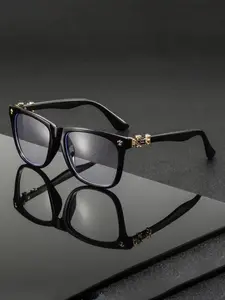 Vintage Literature Personalized Flat Lens Glasses, Fashion Large Resin Frame Unisex Blue Light Blocking Eyewear, Casual Style All Seasons Flat Lens Eyeglasses