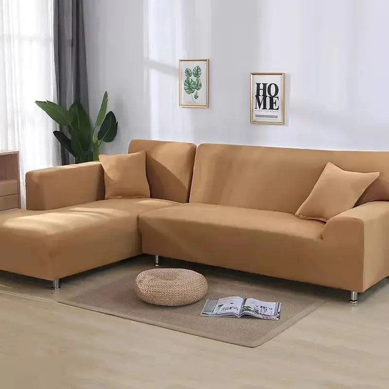 Solid Color 1/2/3/4 Seat Sofa Cover Stretch Milk Silk Fabric Couch Covers for Living Room Sectional Corner Settee Slipcovers 1PC