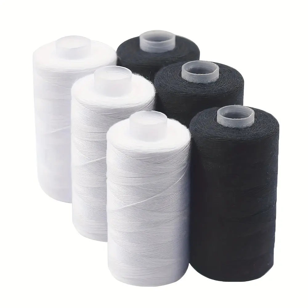 500m/Roll Sewing Thread Set - Durable and Long-Lasting, Strong and Smooth Polyester Fibers for Both Machine and Hand Sewing - Choose from 2-Piece or 4-Piece Sets in Classic Black and White Colors
