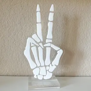 3D Acrylic Skeleton Peace Halloween Sign-Hand-Home Decor-Party Decoration-Bones