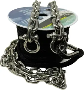 SandShark 100ft Solid Braid 3/8 Anchor Line, 5ft Stainless Steel Anchor Chain, All in One line and Chain Bundle, Works with All Anchors