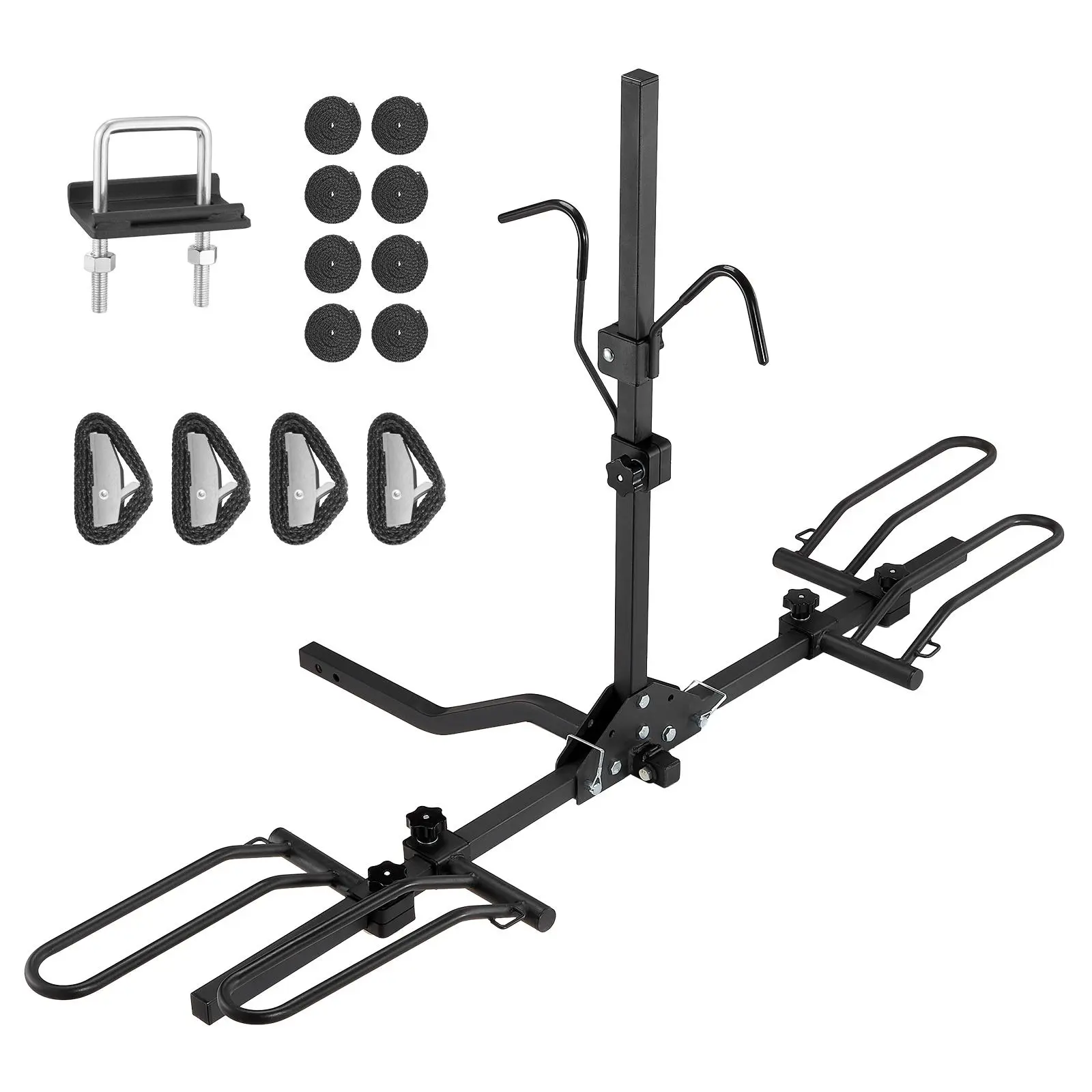 【BackToSchool】VEVOR Hitch Mount Bike Rack, 2-Bike Platform Style, 80 LBS Max Capacity Bike Rack Hitch for 1.25-/2-inch Receiver, Titling and Folding Bike Carrier with Tires up to 2.4" Wide, for Car, SUV, Truck, RV
