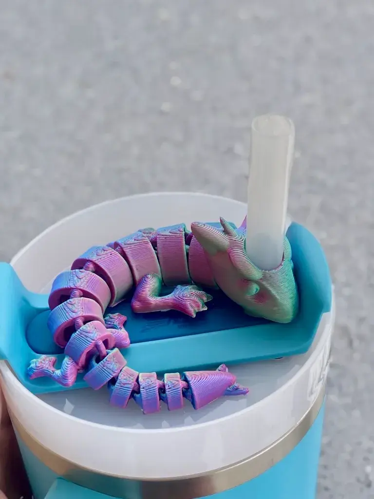 Articulated Dragon Straw Topper Fidget for Stanley & Yeti