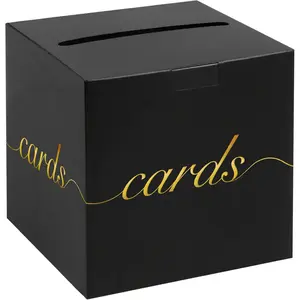 Black Card Box Gold Foil Wedding Favors Gift Card Boxes Post Box Receiving Money Box Holder for Wedding Reception Baby Showers Anniversary Birthday Party Retirement Graduation Envelope Holder