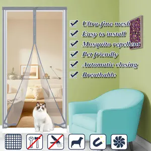 A Mesh Partition Door That Closes Automatically And Can Be Installed Without Drilling, Suitable for Bedrooms, Living Rooms, And Patios, Retractable Door Screen