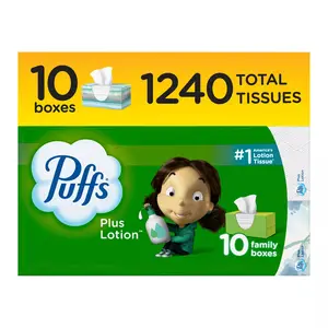 Puffs Plus Lotion Facial Tissues, 10 pk./124 tissues per box