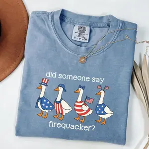 Comfort Colors Firequacker Goose Shirt, Funny 4th of July Tee, Patriotic American Flag Shirt, Independence Day Shirt, USA Vintage Shirt