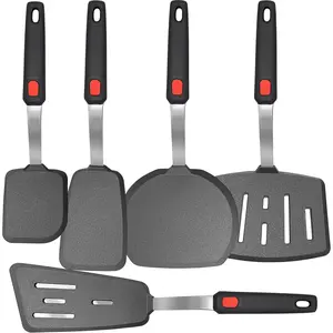 5 Piece Silicone Spatula Set, 600F Heat-Resistant No-Melt Rubber Spatula Handle and Blade - Kitchen Cooking Utensils for Nonstick Cookware, Spatula Turner for Egg,Pancake,Burger- Dishwasher Safe