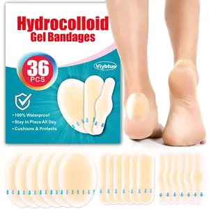 36PCS Hydrocolloid Blister Bandages for Feet Blister Prevention & Recovery Waterproof Blister Pads & Cushions for Heel Toe Foot