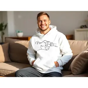 Personalized Dad Hoodie with Kids Names,Custom Papa Daddy Sweatshirt,Father and Child Line Art Design,Meaningful Gift for Dad