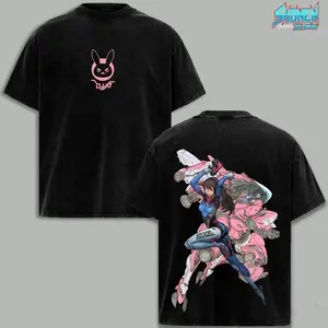 D.Va Bunny Overwatch 2 Graphic Tee, Gamer Girl Mecha Shirt, Korean Gaming Streetwear, Cute Bunny Logo Esports Tee