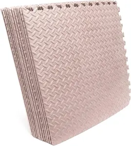 HTTMT- 12X(48 Sqft) Pink Gym Floor Mat 24x24 EVA Foam Interlocking Exercise Fitness Puzzle Floor Gym Yoga Mat Workout Pad