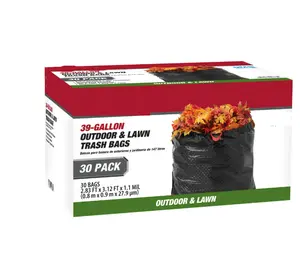 39-Gallon Drawstring Outdoor & Lawn Trash Bags, 1.1 MIL, 30 Bags