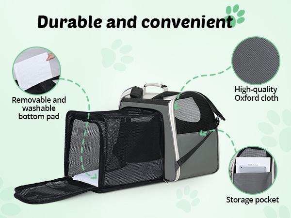PetCozife Cat Backpack Carrier, Expandable Roomy Pet Carrier Backpack, For Medium Cat Small Dog Puppy Under 18lbs, Breathable Foldable Dog  Backpack, Travel Airline Approved for Camping Outdoor, for Cat Lovers Animal Carrier, Gray Large