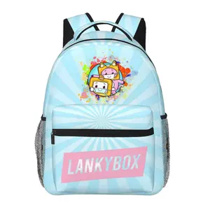 Men's Lankybox Backpack Cute Lightweight Lankybox toys Laptop Backpack Casual travel Daypack Lankybox merch stuff for friends, colleagues, family